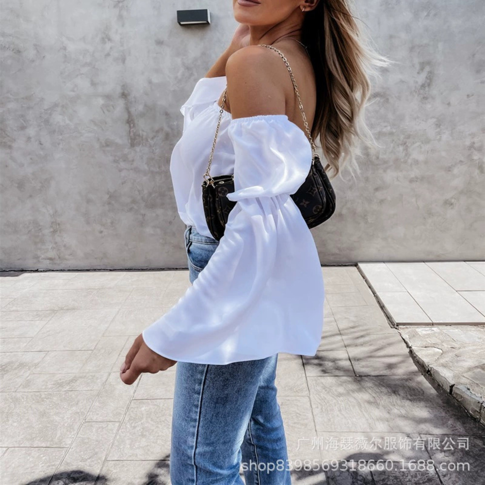ZARA Off Shoulder Streetwear Solid Bell Sleeve T Shirt Top